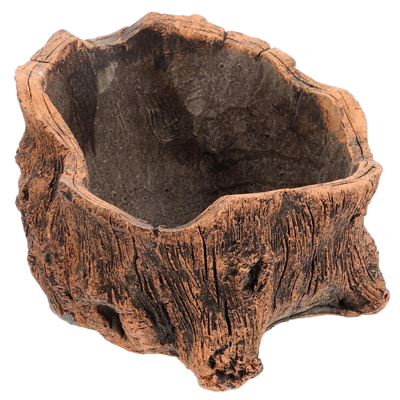 DECHOUS Artificial Small Driftwood Planter - Imitation Driftwood Stump Log Concrete Planter Succulent Flower Pot with Drainage Hole for Small Plants, Cactus, Air Plants, Home Office Indoor Decor