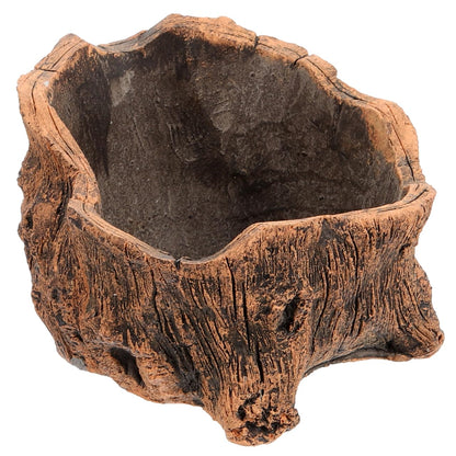 DECHOUS Artificial Small Driftwood Planter - Imitation Driftwood Stump Log Concrete Planter Succulent Flower Pot with Drainage Hole for Small Plants, Cactus, Air Plants, Home Office Indoor Decor