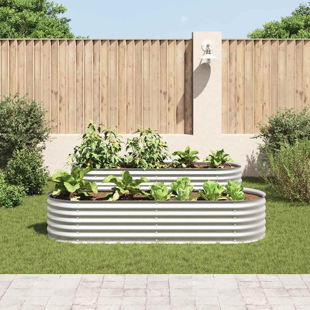 Logeirevo Outdoor Garden Raised Bed, Galvanized Steel Garden Planter Box, Metal Planter Box for Gardening Vegetables Flowers Herb, 94.5"x31.5"x17.3" Galvanized Steel Silver,-1756