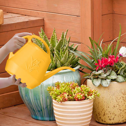 VKPLITE Hand Plastic Watering Can - for Indoor and Outdoor Home Garden Plants - with Long Spout - Orange - 1/2 Gallon