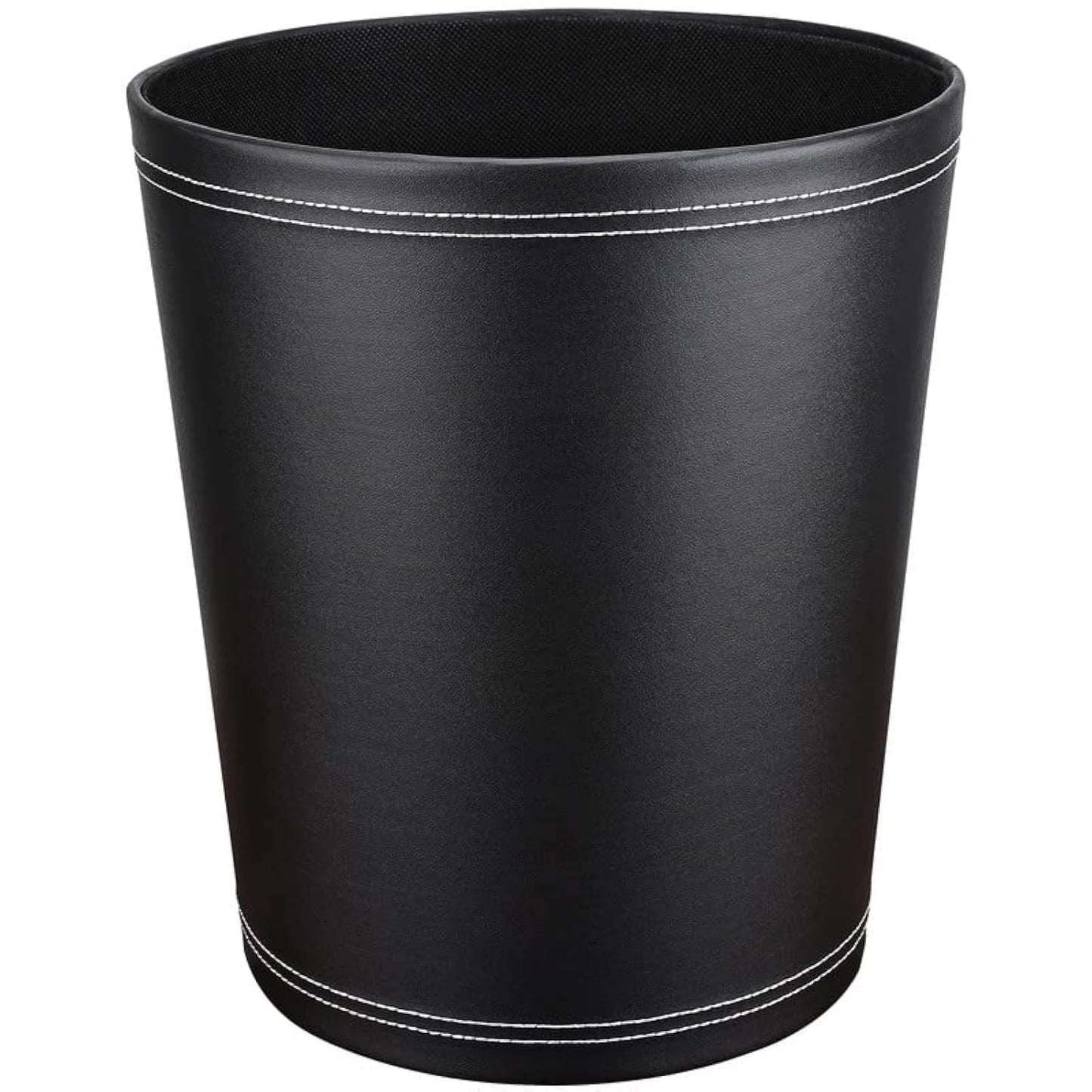 GORESE Pu Leather Trash Can, 2.6 Gallon Black Bathroom Trash Can, Small Office Garbage Can Wastebasket for Bedroom, Kitchen, Round Trash Bin Decorative Under-Sink/Desk/Home Easy to Clean