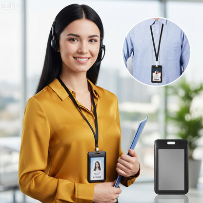 Afcabakila 60 Pack Sliding ID Badge Holder Vertical, Clear ID Badge Holder with Window, Plastic Card Protector Pouch for Office School IDs Credit Cards Proximity Key Cards Driver’s Licenses and Passes