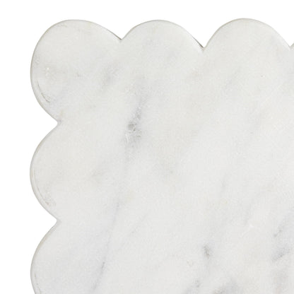 Creative Co-Op Marble Cheese Board with Scalloped Edge, White