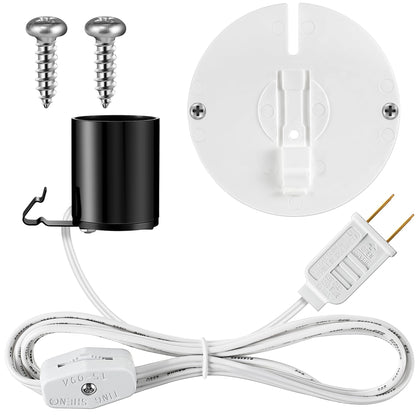 Meonum 1 Set Blow Mold Light Kit Replacement, E27 E26 Single Light Cord Kit with Switch Fuse Plug, for Indoor Outdoor Halloween Christmas Village House Craft Decorations and Salt Lamp