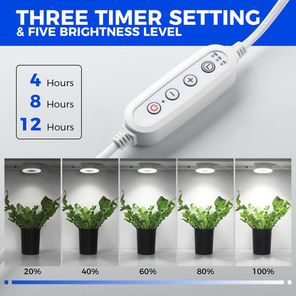 Barrina Puck Grow Light, Full Spectrum 5000K, 54W, 6 Packs with Timer, Model OG09-6T, Aluminum