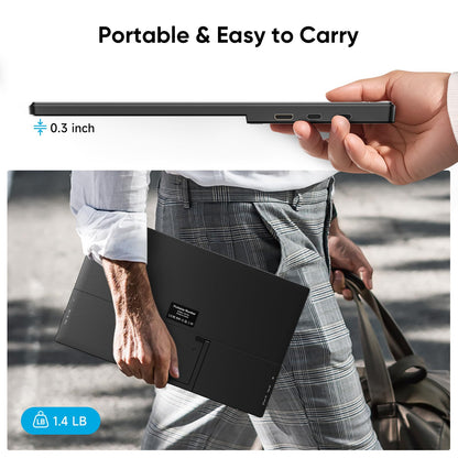 Dopesplay Portable Monitor, 15.6" FHD 1080P Portable Screen for Laptop with Adjustable Stand, USB-C HDMI Second External Monitor, Travel Screen Extender for Laptop Mac Phone PS4/5 Xbox Switch - Black