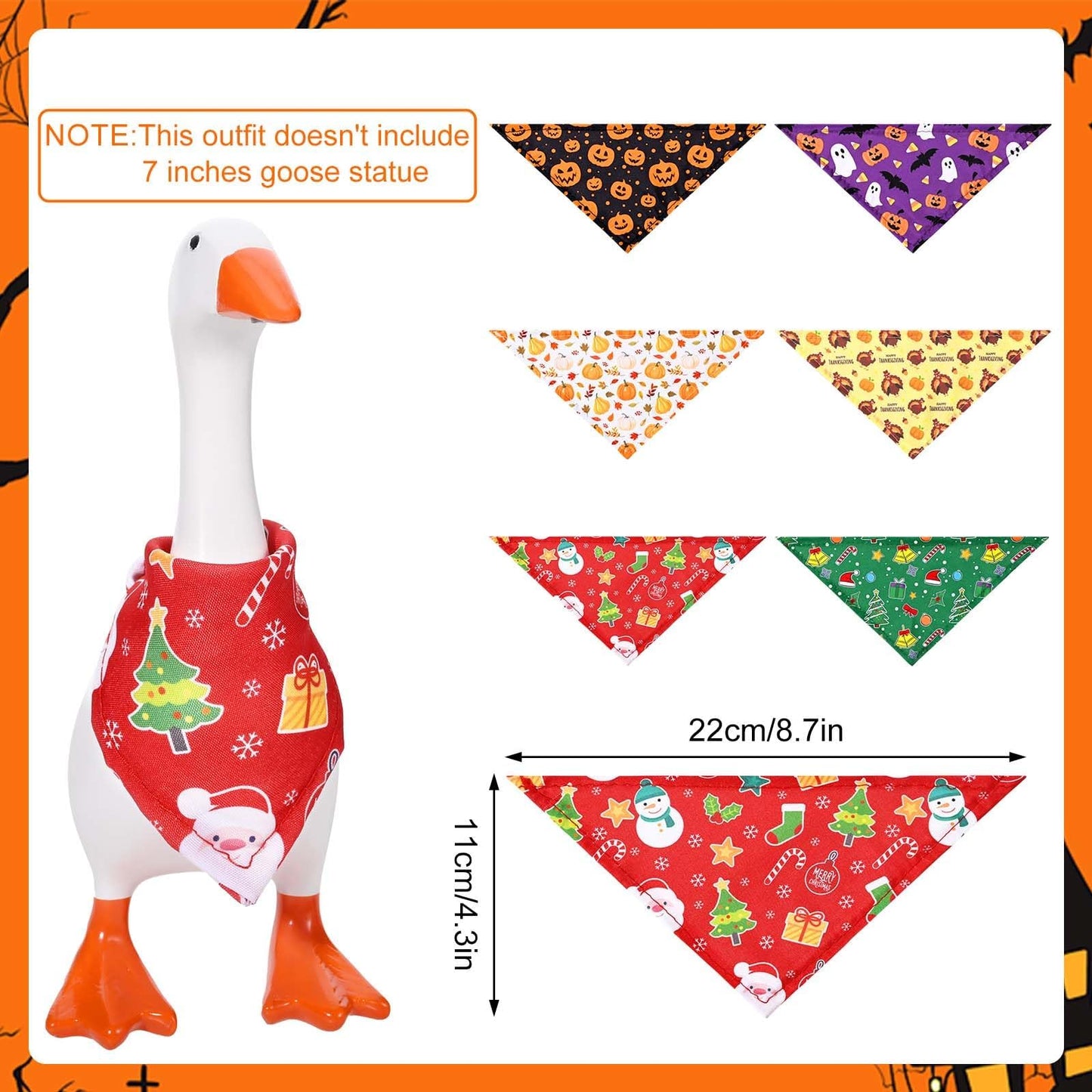 6 Pcs Holiday Desk Goose Outfits 7 Inches Mini Desk Goose Clothes Knitting Hats Bandanas with Adjustable Strap for Magnetic Key Holder Halloween Thanksgiving Christmas Decor