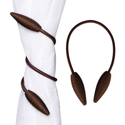 NYDECOR Curtain Tiebacks Drapery Holdbacks Decorative Rope Tiebacks Drape Holder Clips for Blackout Sheer Curtain, 2 Pack Coffee