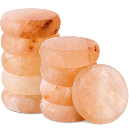 Swiffen 10 Pack Himalayan Salt Massage Stones, Fathers Day Dad Gifts, Flat Oval Pink Crystal Spa Stones for Relaxation, Self Care, Cold Stone for Massage, Deodorant and Salt and Sugar Scrubs