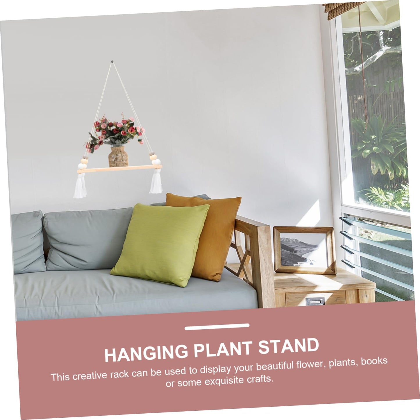EXQUIMEUBLE Home Hanging Rack Creative Cotton Rope Plant Display Board for Indoor Outdoor Decor for Flowerpot Storage Room Bedroom Kitchen and Garden