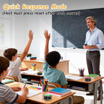 Buzzers for Trivia Games, Rechargeable Answer Buzzers for Classroom with Light, Show Who Buzzed First, 3-Second Auto Reset Buzzer System for Game Show, School, Jeopardy, Family Feud Night (8 Colors)