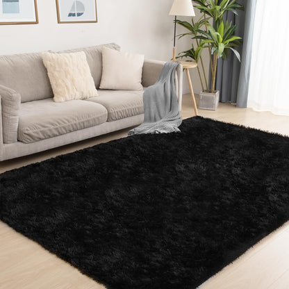Puremy Black Area Rug, 5x7, Soft Plush for Living Room, Bedroom & Nursery, Non-Slip Indoor Carpet for Study, Kids Room Decor