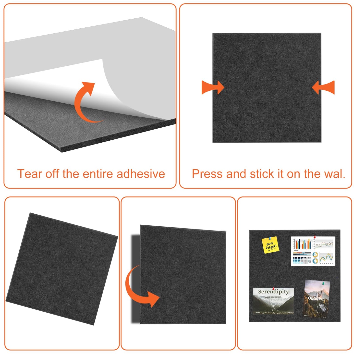 Cork Boards for Walls 48" x 36" Felt Board Alternative, 12 Pack Felt Wall Tiles Bulletin Board, Large Cork Board for Office Pin Board Tack Board Cork Boards