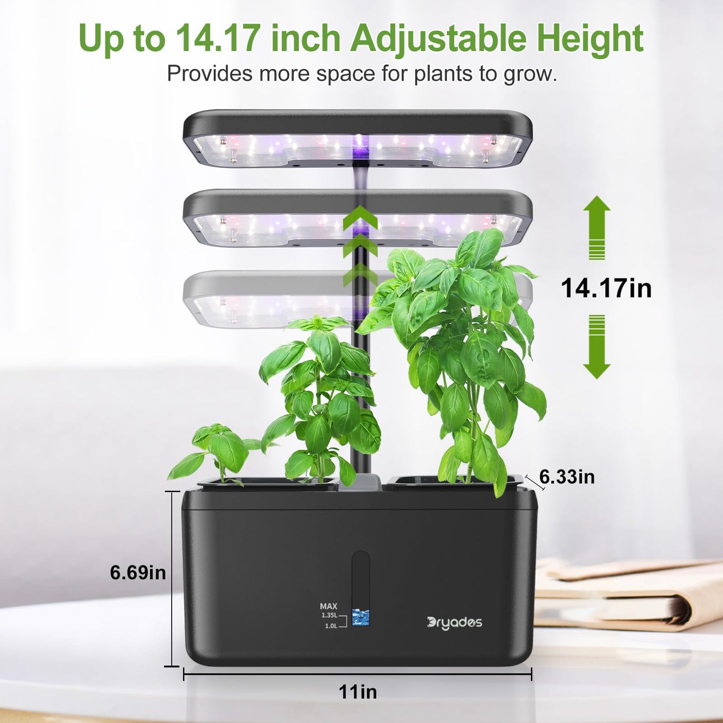 DRYADES Indoor Garden System 19 Watt LED Growing Light Upgrade 2 Self-Watering Soil-Cultivated Growing Pots Gardening Gifts for Mom Plant Pot for Vegetables Herbs Tomato(No Seeds&Soil)