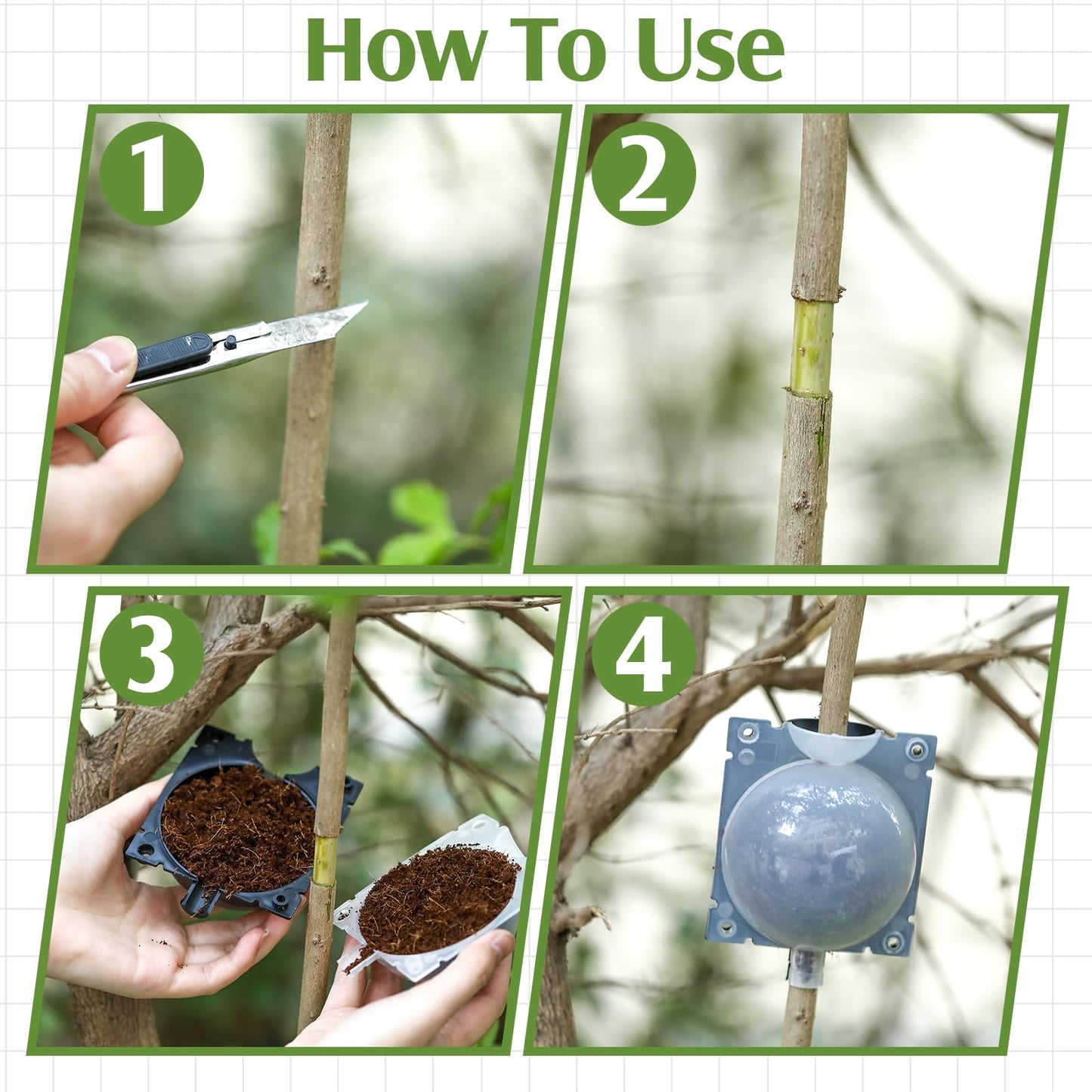 Threehoney 30 Pcs Air Layering Propagation Kit Reusable Half Black Half Transparent Grafting Ball Air Layering Pods Propagation Box Plant Rooting Grafting Box for Plants, Medium