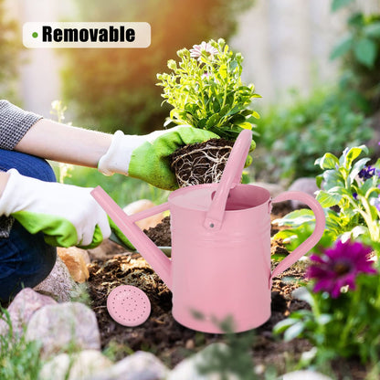 Lechloris Metal Watering Can (1 Gallon) for Outdoor&Indoor Plants with Free Small Watering can for Kids, Plant Watering Can with Removable spout, Perfect for Garden Flower, Houseplants, Pink