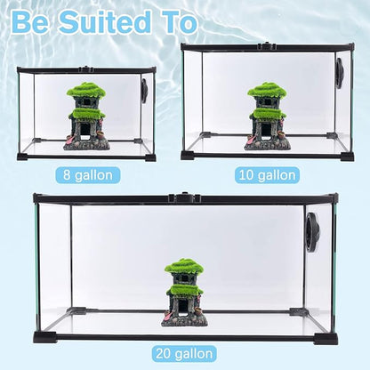 Hamiledyi Fish Hideout House for Aquarium Decorations, Betta Cave with Lifelike Moss, Come with 2 PCS Artificial Plants, Fish Tank Decoration for Shrimp Fish Shelter