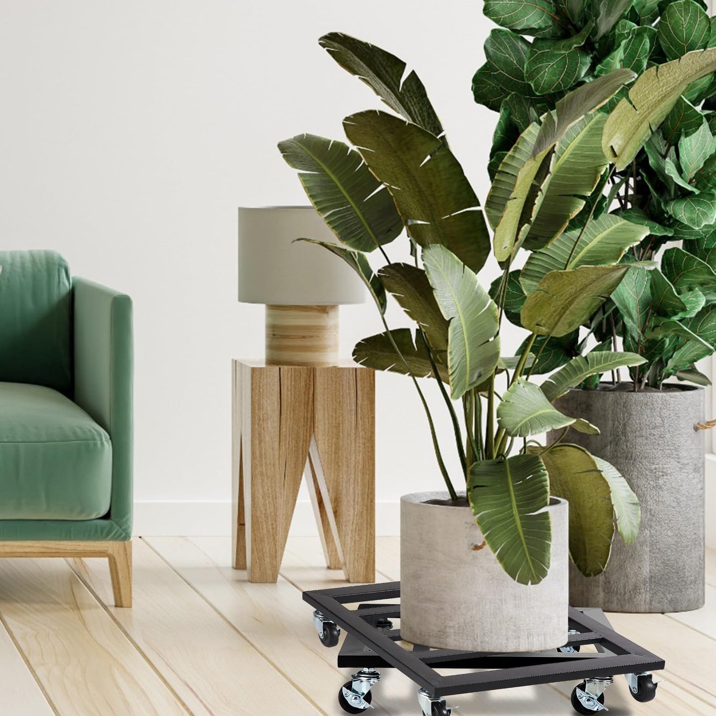 Taiyin 20 Inch Metal Plant Stand with Lockable Wheels Heavy Duty Rolling Stand 350lb Square Roller Base Potted Plant Dolly for Outdoor Indoor Patio Planter Large Succulent Flower Pot Cart