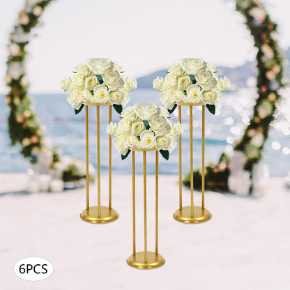 JINHZIXIU 6 Pcs Flower Display Stand 23.6in Column Flower Stand Gold Road Lead Centerpiece Vase Decorative 60cm Metal Flower Floor Vase Flower Holder for Wedding Home Party Centerpiece