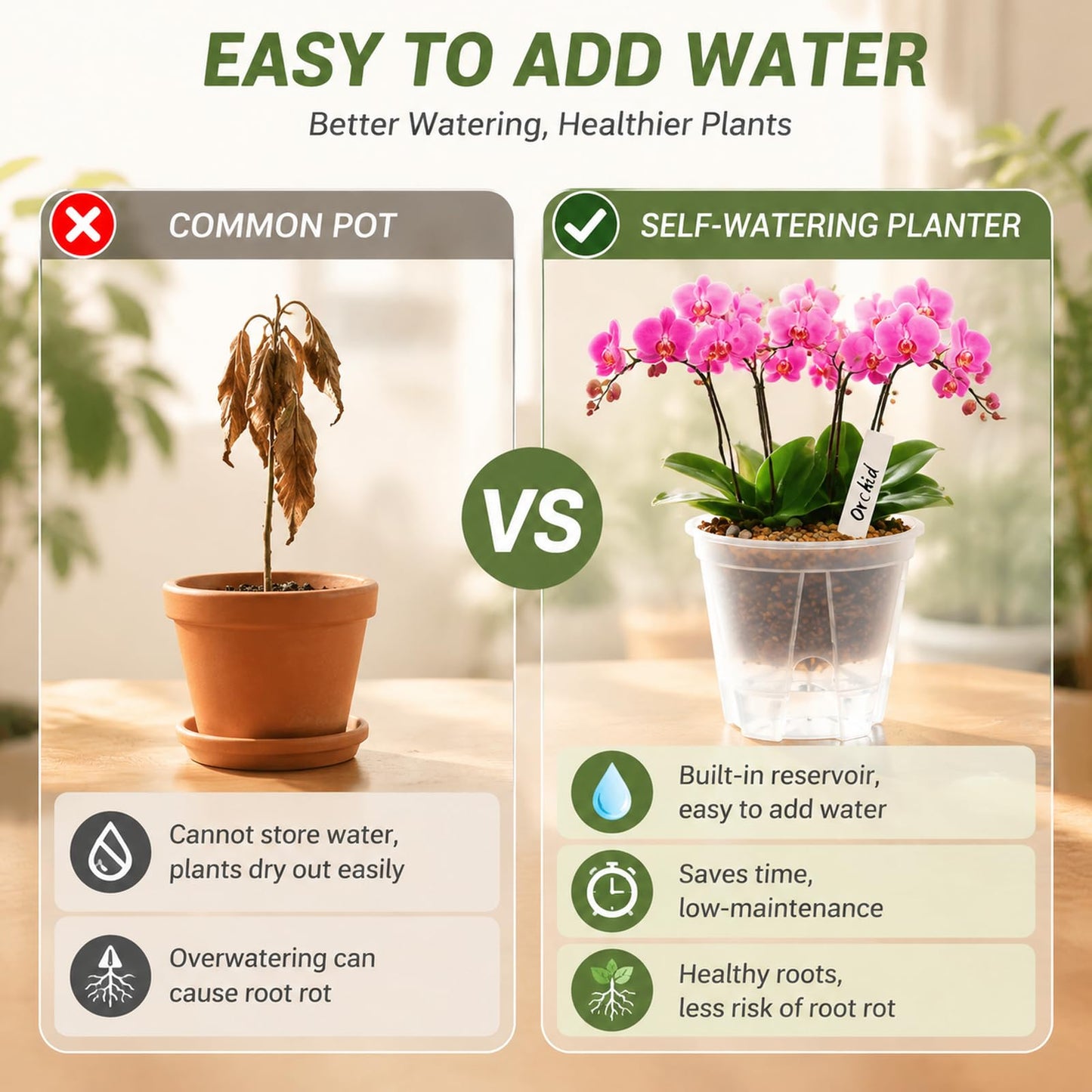 Sileasncei Self Watering Pots Clear – 5 Pcs 6" Indoor & Outdoor Planters, Deep Reservoir, High Drainage & Breathable Design, Perfect for Busy, Travel, Beginner Plant Care