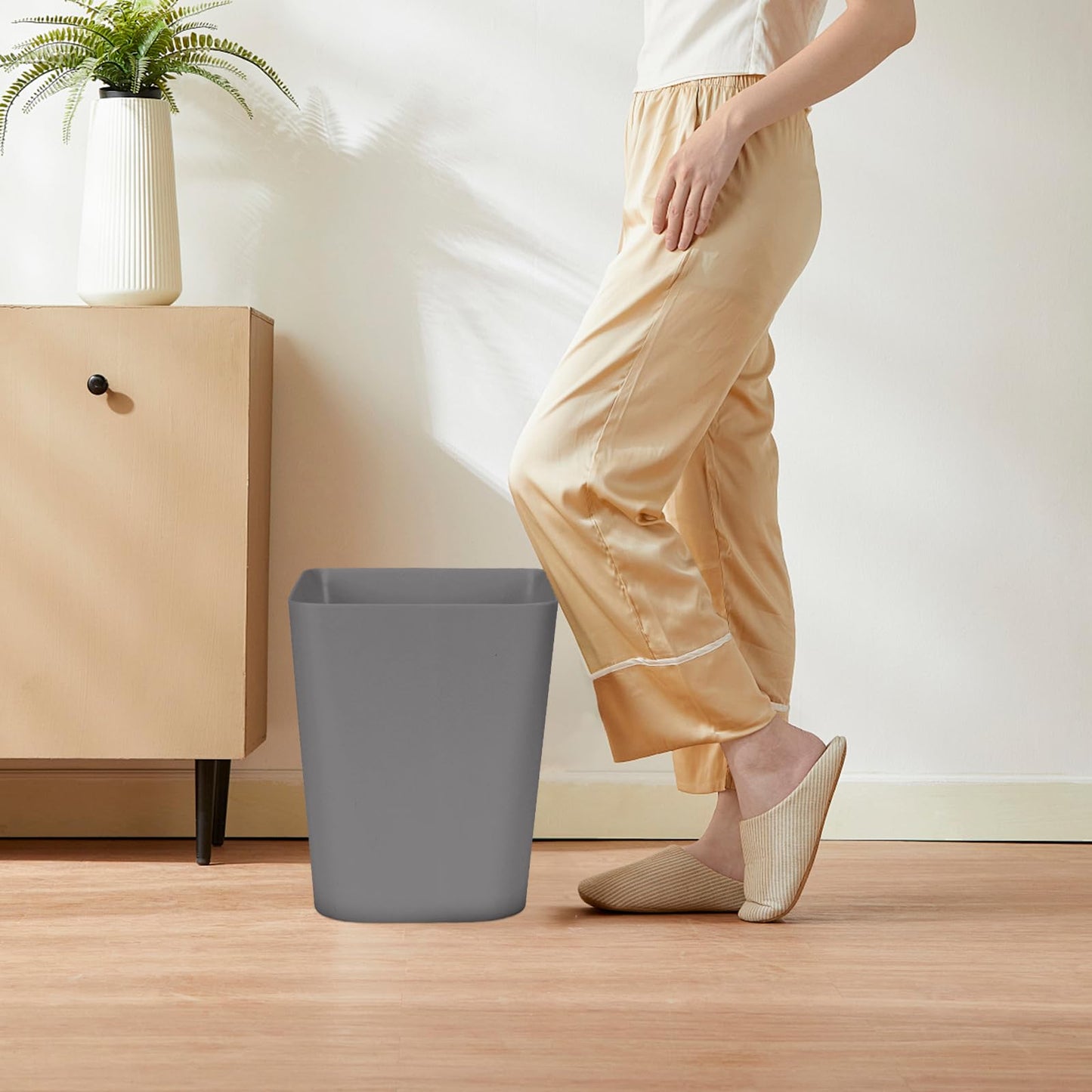 TEIUKAX Trash Can - Small Waste basketbin - 1.8 Gallon- for Office,Home,Bathroom,Kitchen - Grey
