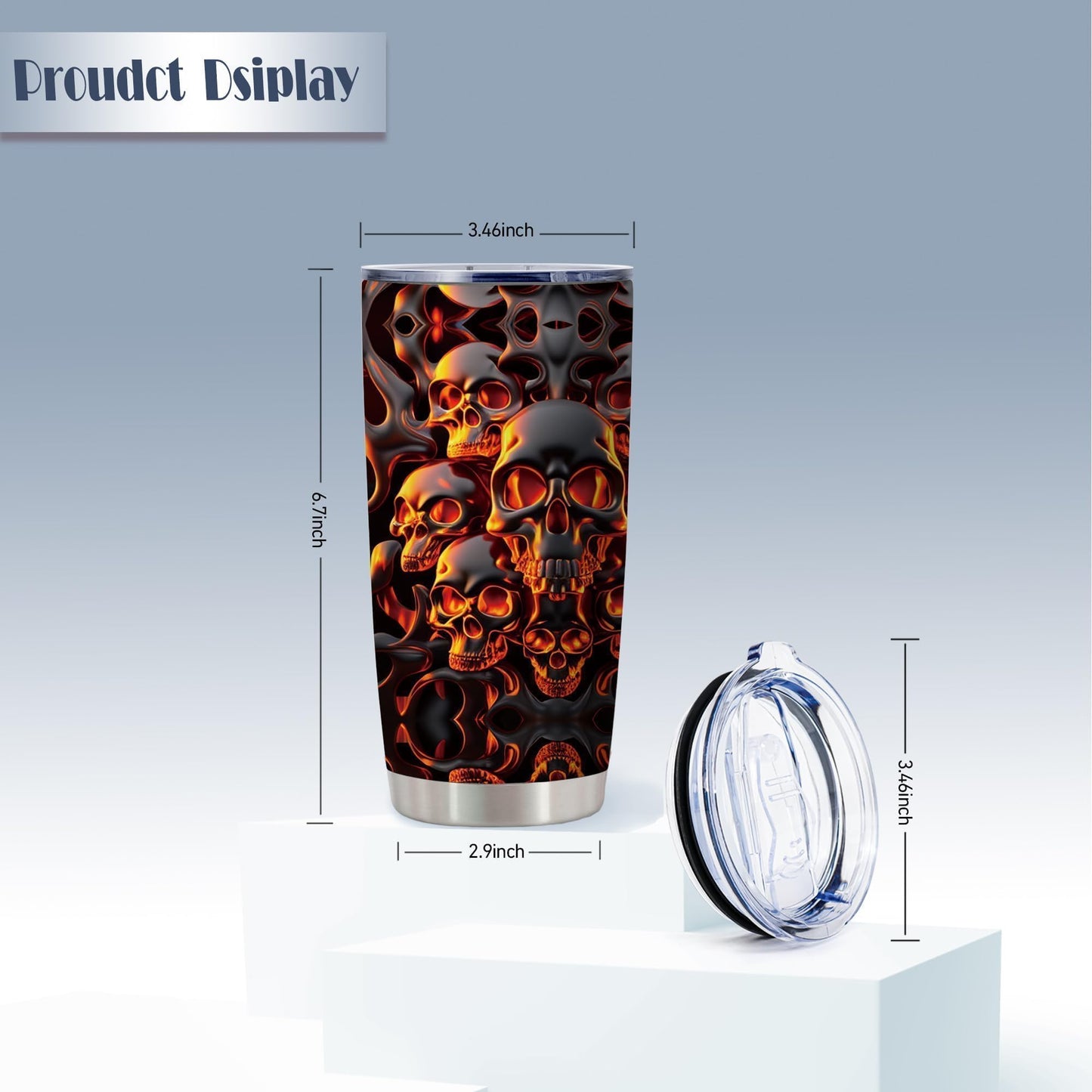 ATHAND Melted Skull Halloween Tumbler, 20oz Gothic Insulated Stainless Steel Travel Mug with Lid, Double Wall Coffee Cup, Funny Spooky Gift for Women, Men, Friends, Dad,Halloween,Birthday, 1 Pcs