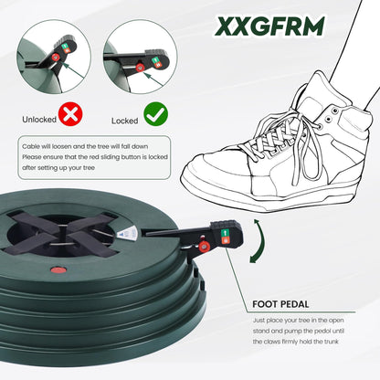 XXGFRM Christmas Tree Stand with Water Reservoir, Fast Clamp, Foot Pedal, Water Level Indicator, Fits up to 9FT