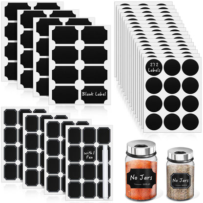 Segarty Spice Jars with Label Set - 6 Pack 4oz Glass Spice Jars with Shaker Lids, 272 Pcs Blank Chalkboard Label Stickers with 1 Marker, Seasoning Organizor Kit
