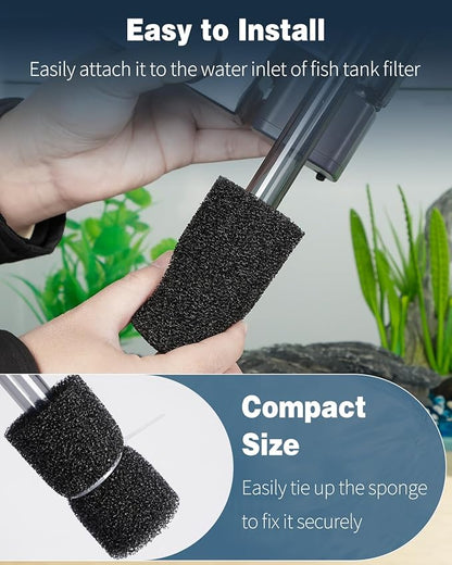 Pawfly 12 Pack Pre-Filter Sponge, Aquarium Filter Sponge 0.8" Intake Sponge Foam Roll for Small Fish Shrimp Fry Fish Tank Covers Accessories