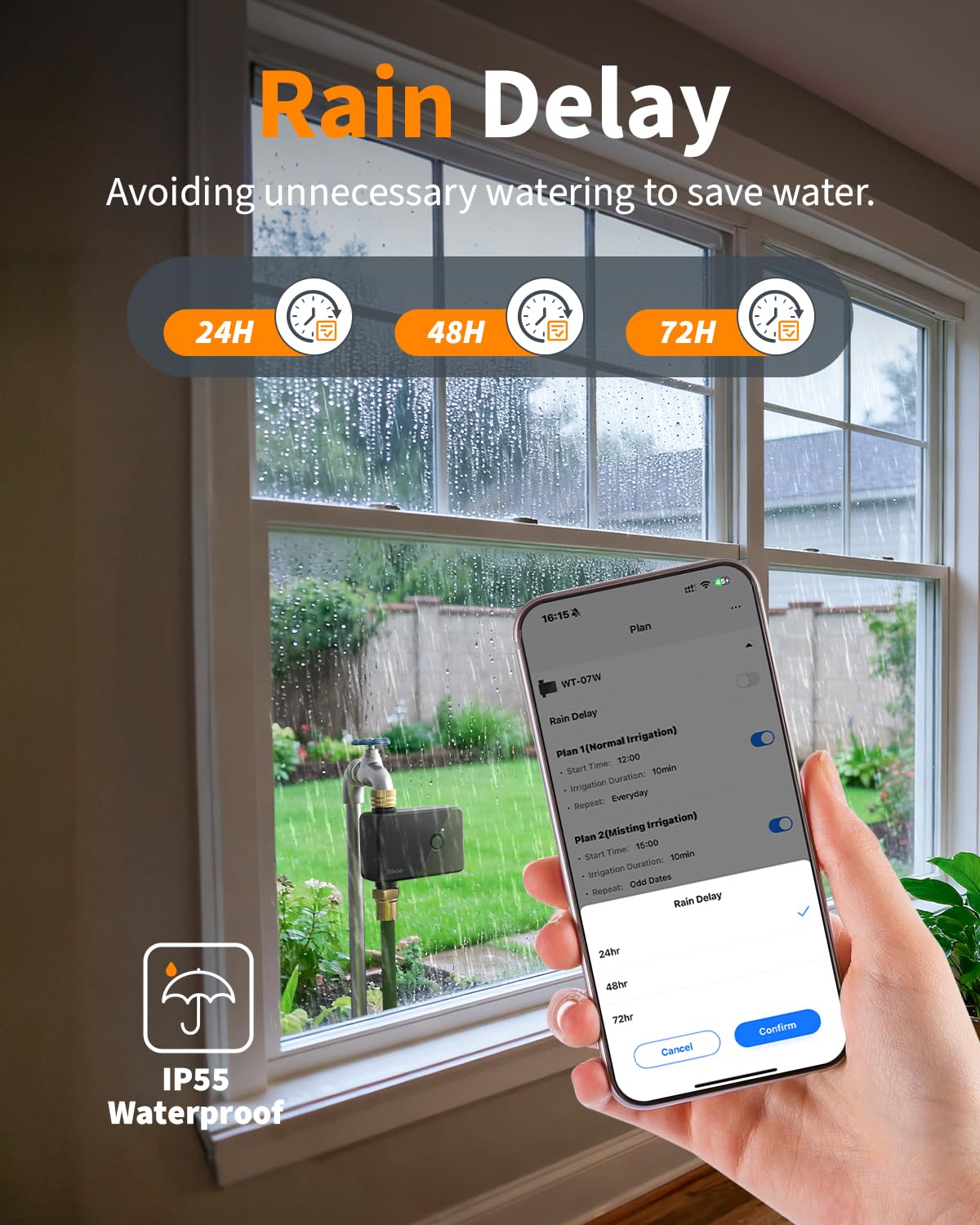 Diivoo Brass WiFi Water Timer, Smart Hose Sprinkler Timer Compatible with Alexa/Google Assistant, 6 Irrigation Plans, Rain Delay & Mist Mode for Garden Lawns (2.4GHz Only)
