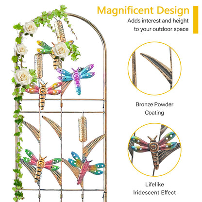 aboxoo Set of 4 Packs Dragonfly Metal Garden Trellis for Climbing Plants,Outdoor Decorative Flowers Arch Fence Trellis for Outdoor Patio,Garden,Lawn,Yard,Backyard,Wall Brackets,60'' H x 11'' W