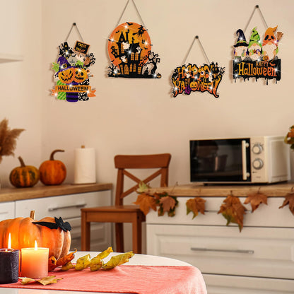 Zonon 6 Pcs Halloween Diamond Painting Hanging Sign Set 5d Gnome Pumpkin Diamond Art Set for Adults DIY Art Pendant Ornaments Kits Acrylic Bat Skull Ghost Truck for Halloween Wall Door Window Decor