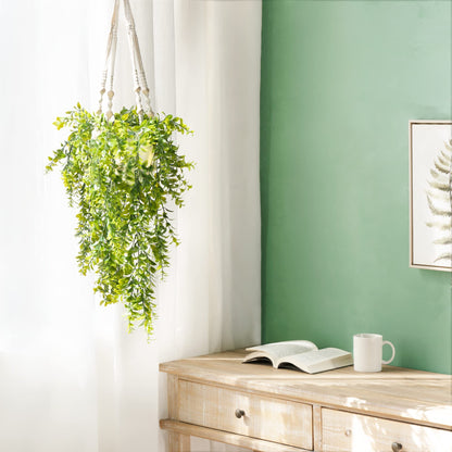 Mkono Fake Hanging Plant with Pot, Artificial Plants for Home Spring Decor Indoor Macrame Plant Hanger with Fake Vines Faux Hanging Planter Greenery for Bedroom Bathroom Office Decoration