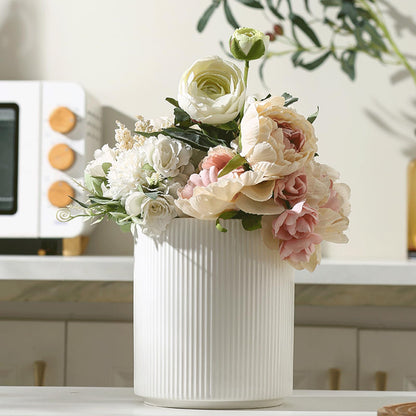 KSENDALO Large 360° Rotating Utensil Holder, Cream Milk White 7.76" Kitchen Crock for Cooking Utensils, Durable Countertop Storage for Home Kitchen