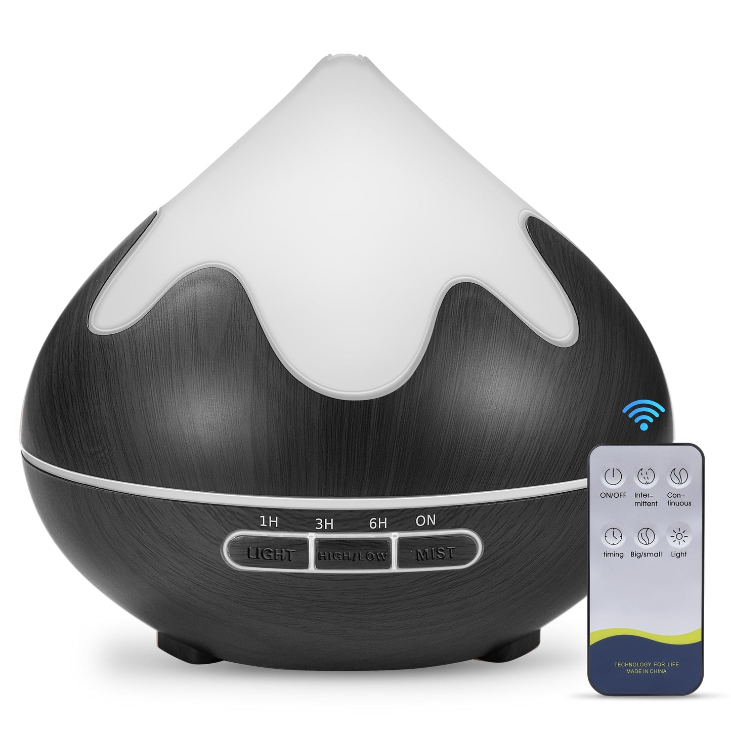 Essential Oil Diffuser for Home 500ML, Ultrasonic Large Diffuser Oil Machine with Remote Control, Aromatherapy Diffusers for Home Office Room, Aroma Diffuser with 14 Color LED & 2 Mist Mode, Brown