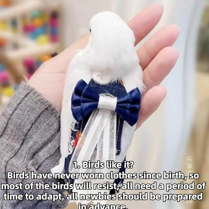 Bird Diaper Cockatiel Clothes Flight Suite, Reusable Parrot Nappy with Waterproof Inner Layer, Cute Pigeon Pants Urine Wet Suit Costume for Conure Macaw (Blue A,S)