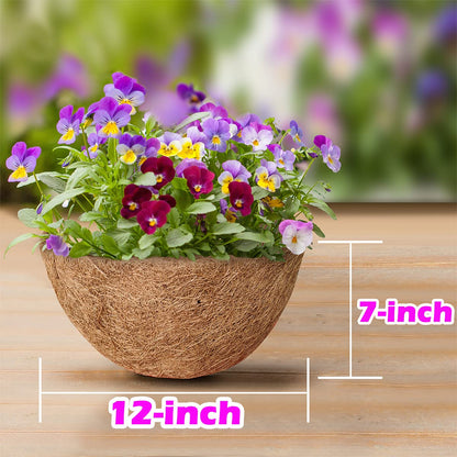 TigeJoy Coco Coir Liners for Hanging Baskets 12inch 3PCS, 100% Natural Coco Fiber Planter Insert, Round Thick Coconut Liners for Garden Plants Flower Vegetable Pot Flowerpot Replacement Liner