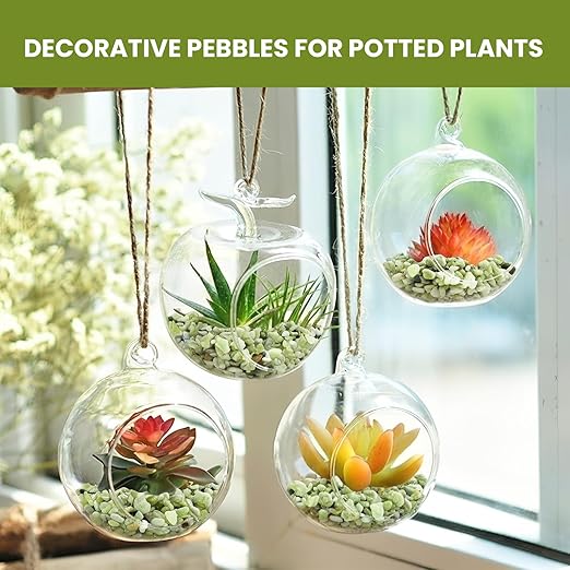 3/8 Inch Polished Decorative Pebbles, River Rocks for Indoor Plants, Succulents, Planters, Vases, Fish Tank, Aquarium Gravel & Landscaping, Jade Green, 6L
