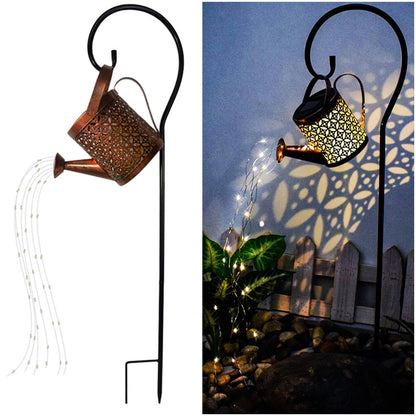 Solar Lanterns Outdoor Waterproof,Metal Watering Can Garden Decor Ornaments,Yard Art Hanging Path Lights,Outside Patio Decorations,Gardening Birthday Gifts for Mom Grandma Women,with Hook, Large
