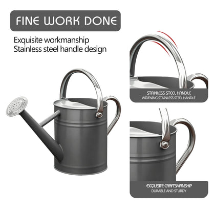 SunnyTong Metal Watering Can for Outdoor and Indoor Plants, Watering Can Decor, 1 Gallon (Gray)