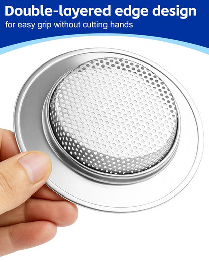 HMTIY 4-Pack Kitchen Sink Drain Strainer, Sturdy Stainless Steel, for Most Kitchen Sink, Effectively Catches Food Particles to Keep Drain Cleanliness, Ease of Cleaning, Outer Diameter 4.5 Inch