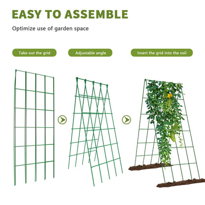 UrGROWA Cucumber Trellis 2 Pack, Foldable A-Frame Garden Trellis for Raised Bed Garden Grow Support with Plant Support Clips, Twist Ties, Plastic Ties, for Cucumber,Tomato, Climbing Plants and Flowers