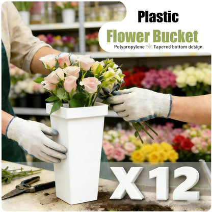 Flower Display Stands With Buckets, With 12pcs Buckets, 3-Tier Rolling Flower Bar,Heavy Duty Metal Flower Cart,For Indoor/Outdoor Use, Wedding Decor & Florist Displays (B - Gold frame, white bucket)