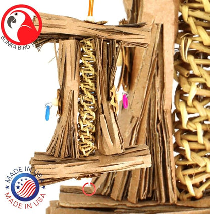 Bonka Bird Toys 1547 Natural Helix – Shreddable Bird Toys for Parakeets, Conures & Cockatiels – Natural Chewing & Foraging Bird Toy – Small Bird Enrichment Toy