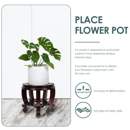 DOITOOL Large Plant Stool Wood Planter Stand Round Wooden Fish Tank Stand Oriental Style Indoor Plant Stand Wooden Display Base