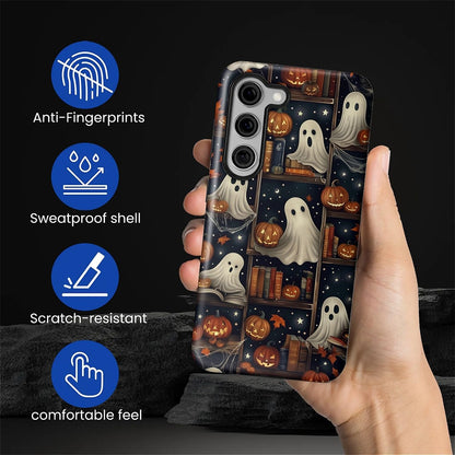 TAMEFOX Case for Samsung Galaxy S23,Anti Drop Scratch Protective Phone Cover Case for Women Girl-Halloween Ghost Pumpkin Decorations