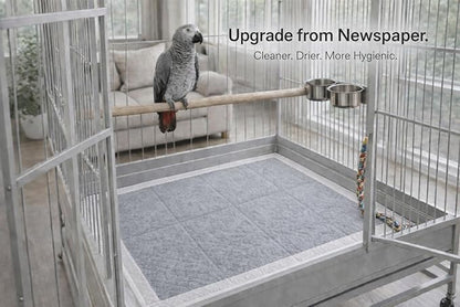 XL Bird Cage Liners 23.6"x35.4" (20-Pack) – Bamboo Charcoal Odor Control, 7-Layer Leak-Proof Pads for African Grey, Cockatoo, Macaw | Non-Toxic Newspaper Replacement for Large Parrot Cages