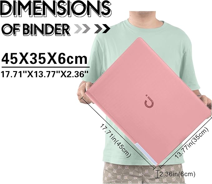 D DACCKIT Card Binder 16 Pocket - Fits 1024 Cards，4X4 Ringless Card Album with Sleeves for Trading Cards & Sports Cards（Model A，Light Pink）