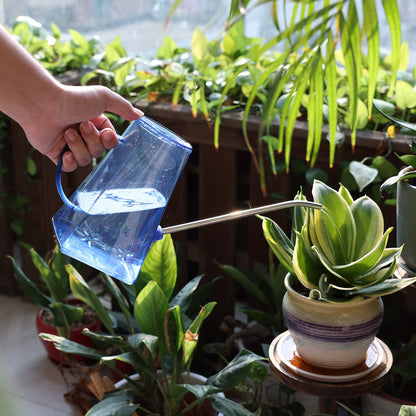 Goowin Watering Can Indoor Plants, 47 oz Long Spout House Plant Flower Watering Can, Creative Wide Opening Plastic Watering Can with 16 oz Spray Bottle & 8.5 oz Squeeze Bottle, Blue