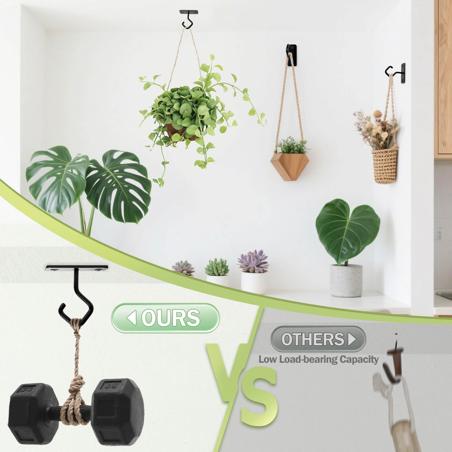 AJART Ceiling Hooks for Hanging Plants: Iron Plant Hanger for Wall Mount - 4 Pack/2.5 Inch Ceiling Hook for Indoor Use